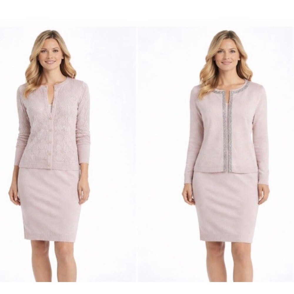 St. John Evening/Collection 3 Piece Knit Suite Skirt & 2 Jackets Size 4 Pink
